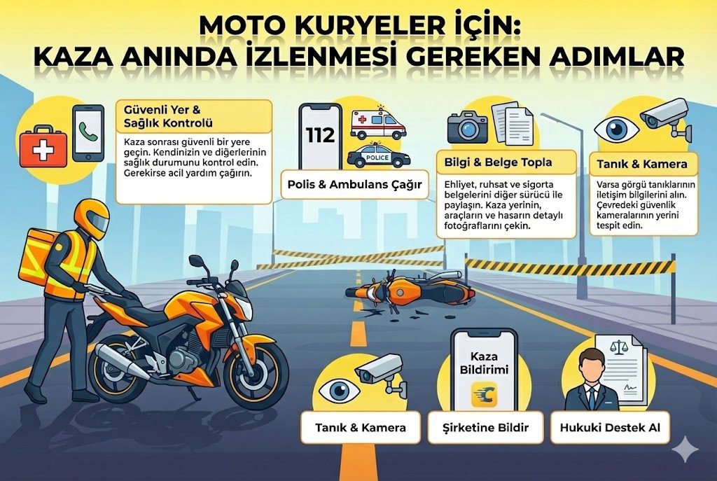 Moto Kuryeler İçin Kaza Anında İzlenmesi Gereken Adımlar